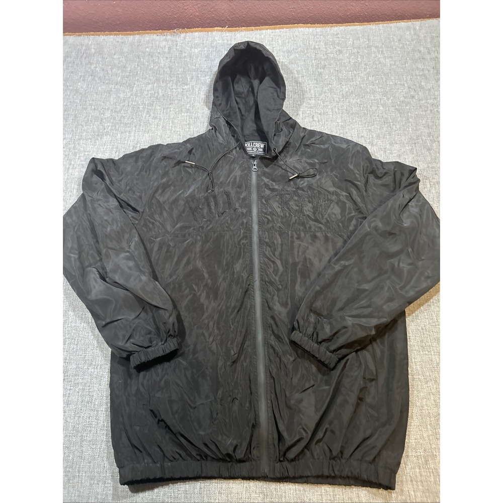 Kill Crew Windbreaker Jacket M Black On Black With Embroidered Logo Lightweight
